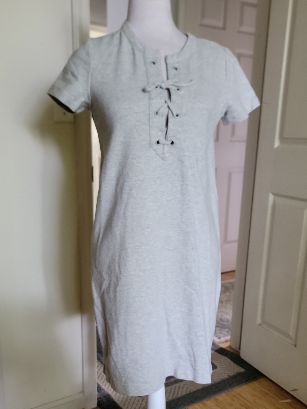 J Crew Light Gray Lace-Up Thicker T-Shirt  Dress